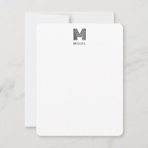 Simple Modern Monogram Black and White Card