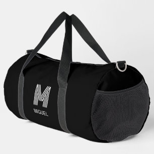 Simple Modern Monogram Black and White  Duffle Bag