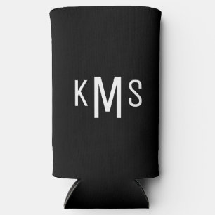 Simple Modern Monogram Black Seltzer Can Cooler