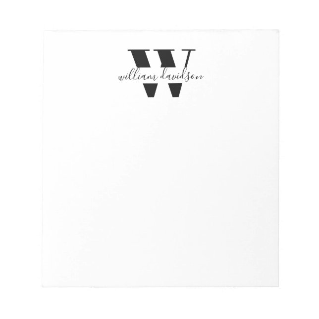 Simple Modern Monogram Business Professional Notepad (Front)