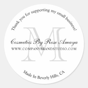 Simple Modern Monogram Business Thank You Sticker