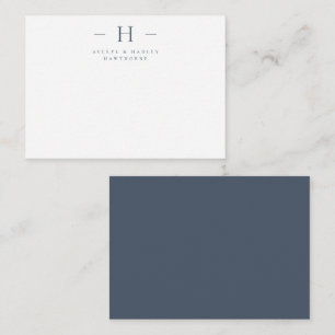 Simple Modern Monogram Couple Initial Navy Blue Card