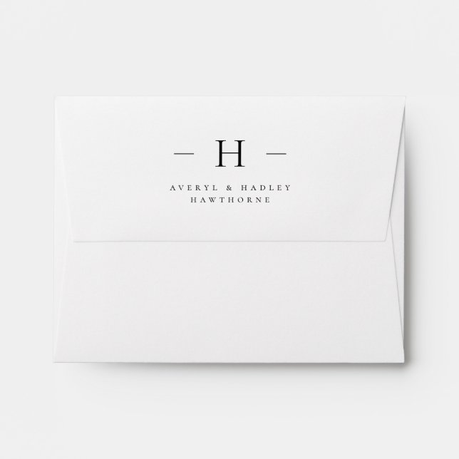 Simple Modern Monogram Couple Initial Stationery Envelope (Back (Top Flap))