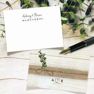 Simple Modern Monogram Couple Rustic Eucalyptus  Card