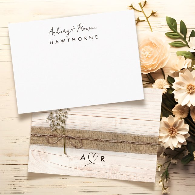 Simple Modern Monogram Couple Rustic Wedding Card (Creator Uploaded)