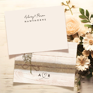 Simple Modern Monogram Couple Rustic Wedding Card