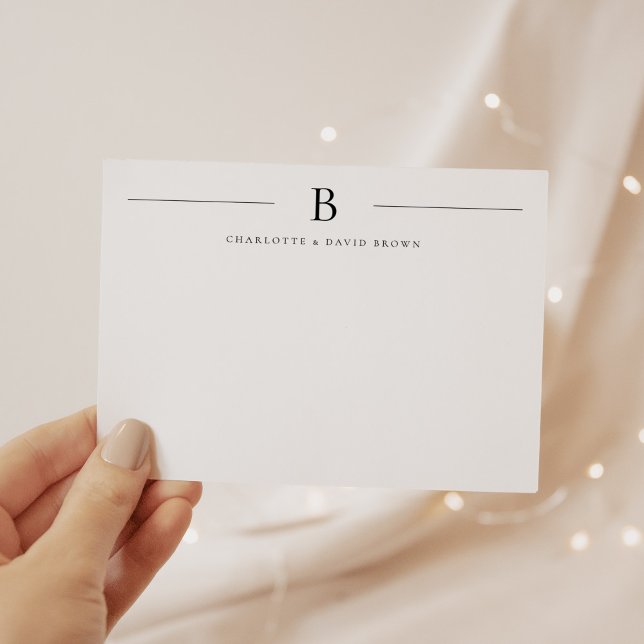 Simple Modern Monogram Couple Stationery Card (Creator Uploaded)