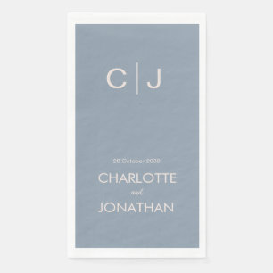 Simple Modern Monogram Dusty Blue Wedding Napkin