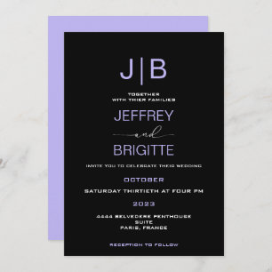 Simple modern monogram elegant wedding invitation