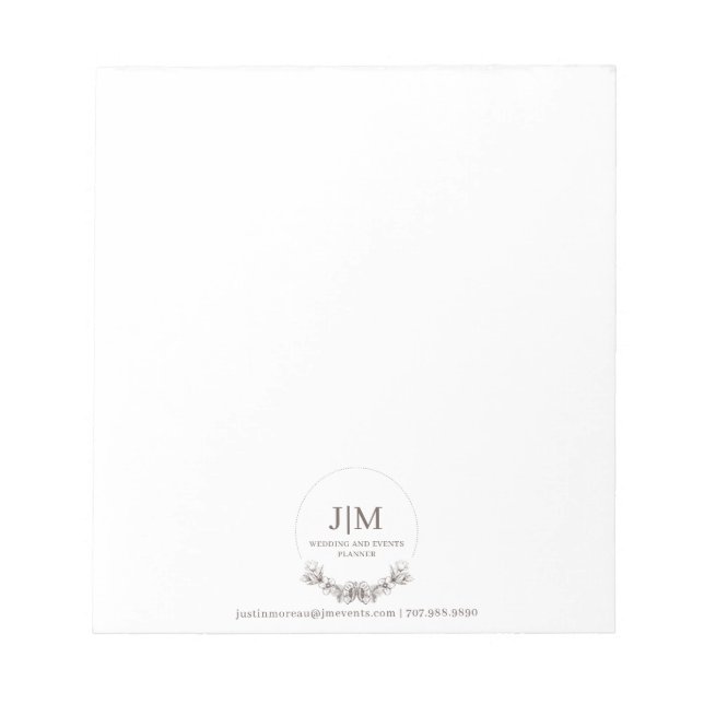 Simple Modern Monogram Event And Wedding Planner Notepad (Front)
