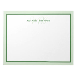 Simple Modern Monogram Green Two Tone Border Notepad