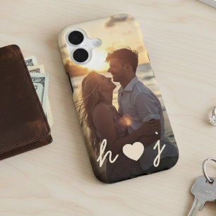 Simple Modern Monogram Heart Custom Photo