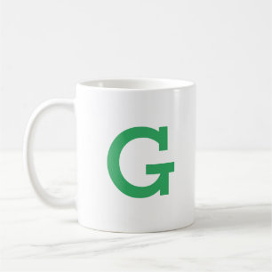 Simple Modern Monogram Initial Letter in Green Coffee Mug