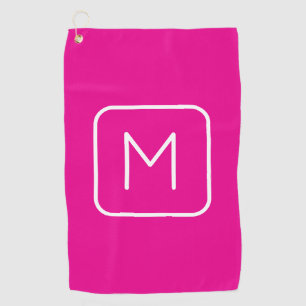 Simple & Modern Monogram Initial   Pink & White Golf Towel