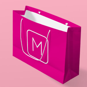 Simple & Modern Monogram Initial   Pink & White Large Gift Bag
