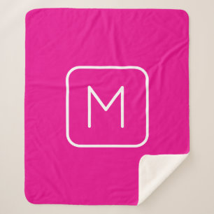 Simple & Modern Monogram Initial   Pink & White Sherpa Blanket