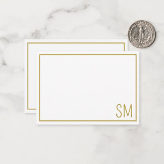 Simple Modern Monogram Initials Gold Border Card