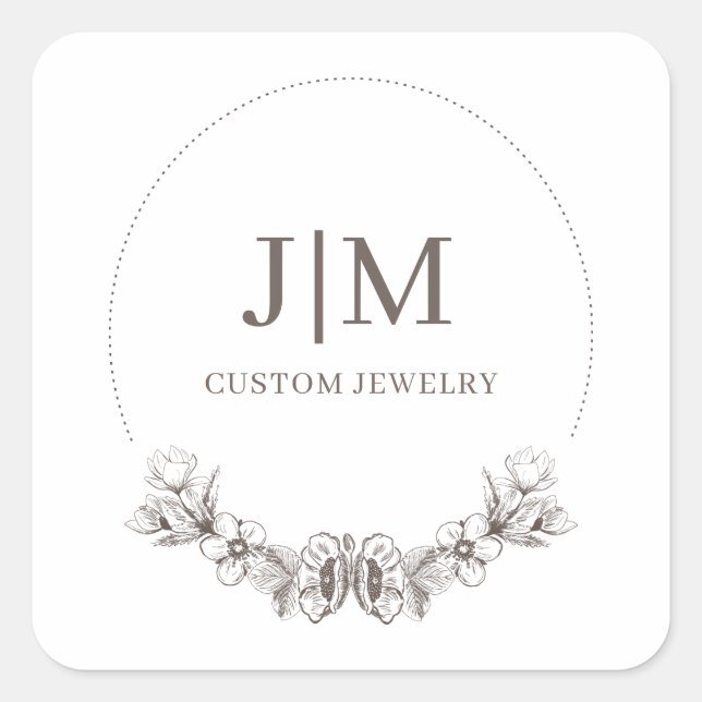 Simple Modern Monogram Jeweller Product Label (Front)