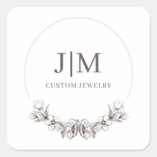Simple Modern Monogram Jeweller Product Label