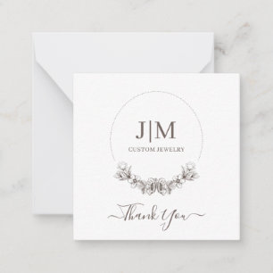 Simple Modern Monogram Jeweller Product Label Note Card