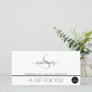 Simple Modern Monogram Logo White Gift Voucher