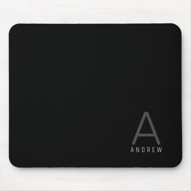Simple Modern Monogram Name Mouse Pad (Front)
