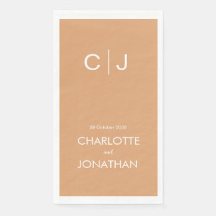 Simple Modern Monogram Peach Wedding Napkin