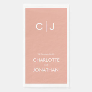Simple Modern Monogram Peach Wedding Napkin
