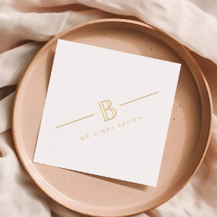 Simple Modern Monogram Personalised Wedding Foil Napkins