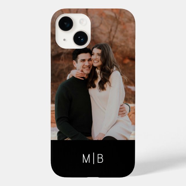 Simple Modern Monogram Photo Personalised Name Case-Mate iPhone Case (Back)