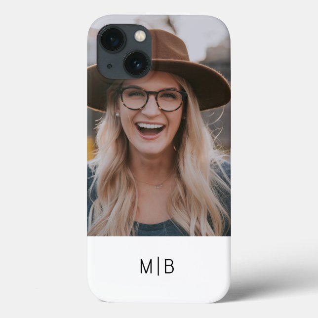 Simple Modern Monogram Photo Personalised Name Case-Mate iPhone Case (Back)