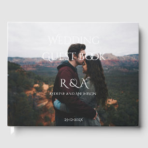 Simple Modern Monogram Photo Wedding Guest Book