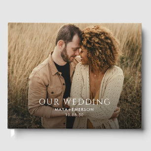 Simple Modern Monogram Photo Wedding Guest Book