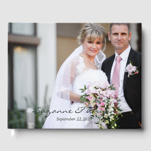 Simple Modern Monogram Photo Wedding Guest Book