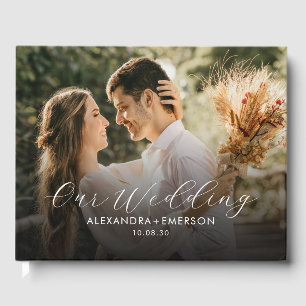 Simple Modern Monogram Photo Wedding Guest Book