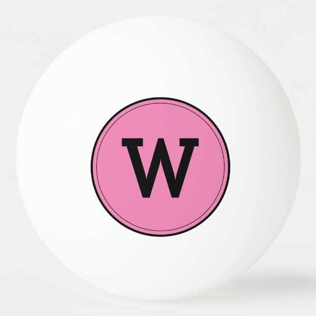 Simple Modern Monogram Pink Ping Pong Ball (Front)