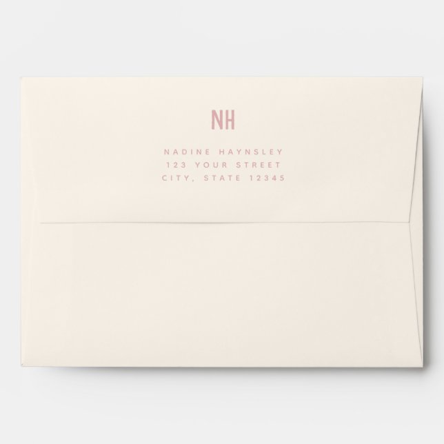 Simple Modern Monogram Preprinted Address Envelope (Back (Top Flap))