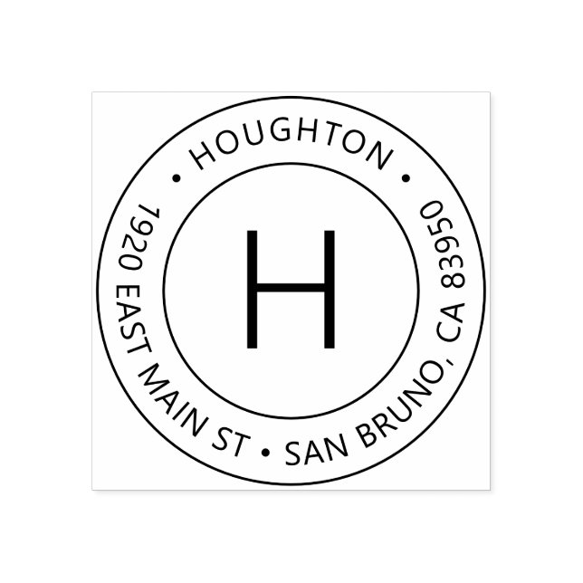 Simple Modern Monogram Return Address Rubber Stamp (Imprint)