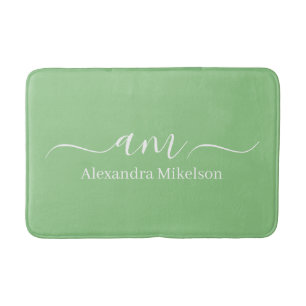 Simple Modern Monogram sage Minimalist Bath Mat
