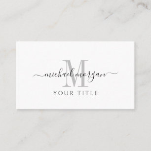 Simple Modern Monogram Script Business Card