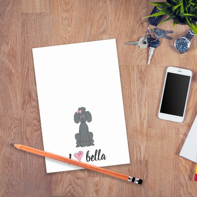 Simple Modern Monogram Stylish Black Poodle Post-it Notes (Creator Uploaded)