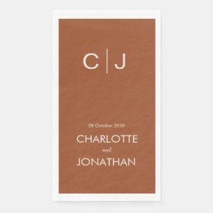 Simple Modern Monogram Terracotta Wedding   Napkin