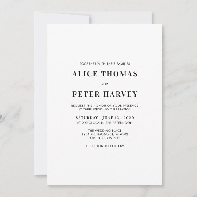 Simple Modern Monogram Wedding Ceremony Invitation (Front)