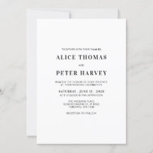 Simple Modern Monogram Wedding Ceremony Invitation