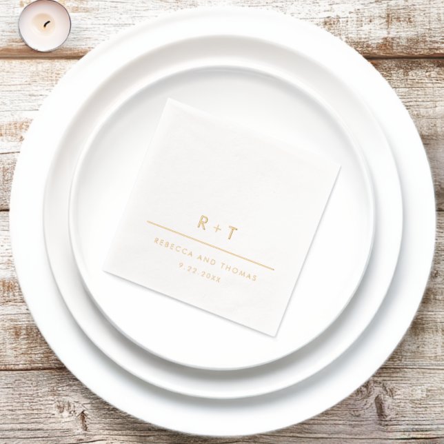 Simple Modern Monogram Wedding Foil Napkins (Insitu)