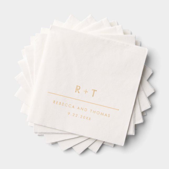 Simple Modern Monogram Wedding Foil Napkins (Insitu (Stacked))