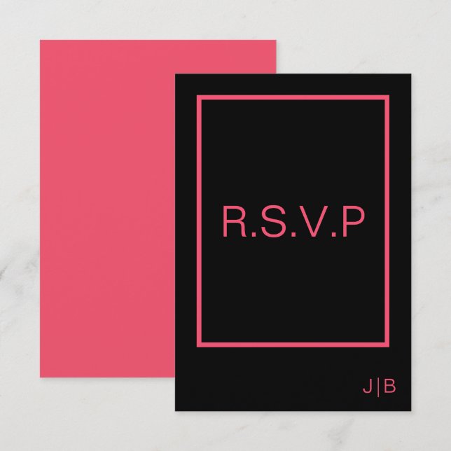 Simple modern monogram wedding RSVP CARD (Front/Back)