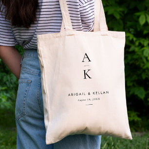 Simple Modern Monogram Wedding Tote Bag