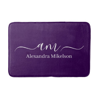 Simple Modern Monogram white Minimalist Bath Mat
