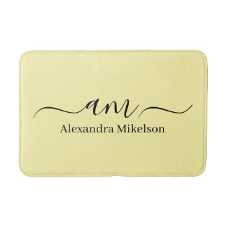 Simple Modern Monogram white Minimalist Bath Mat
